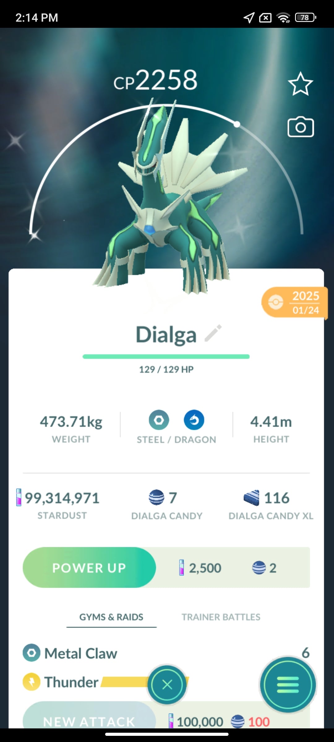 Shiny Dialga Pokemon Go Trade