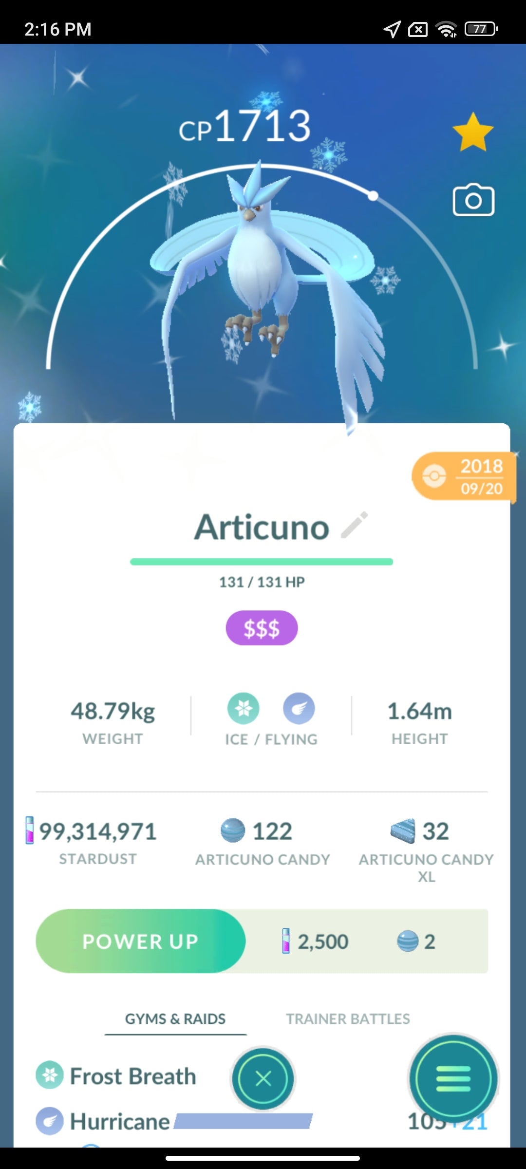 Shiny Articuno Pokemon Go Trade