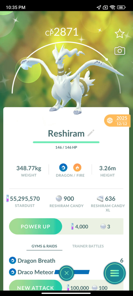 Shiny Reshiram Pokemon Go Trade