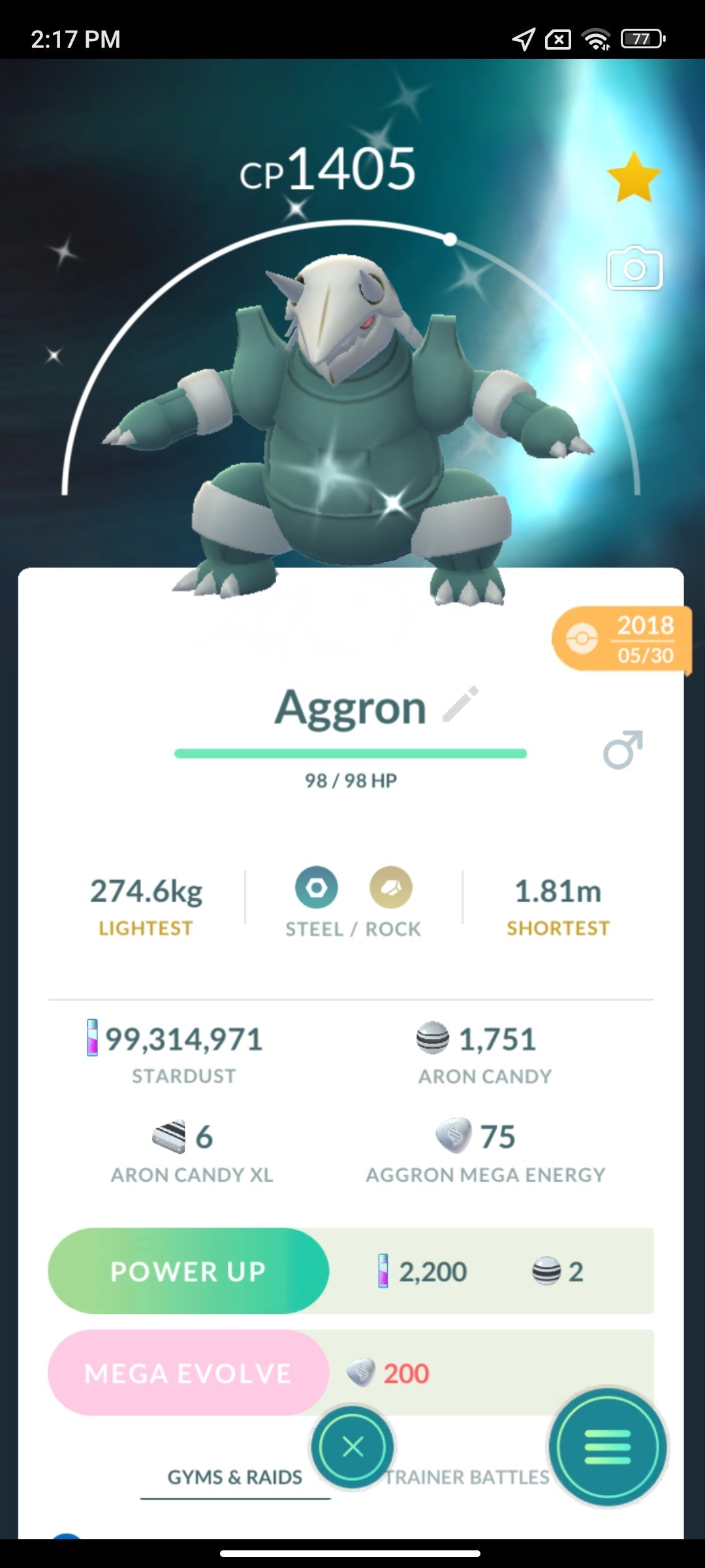 Shiny Aggron Pokemon Go Trade