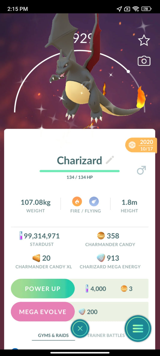 Shiny Charizard Pokemon Go Trade