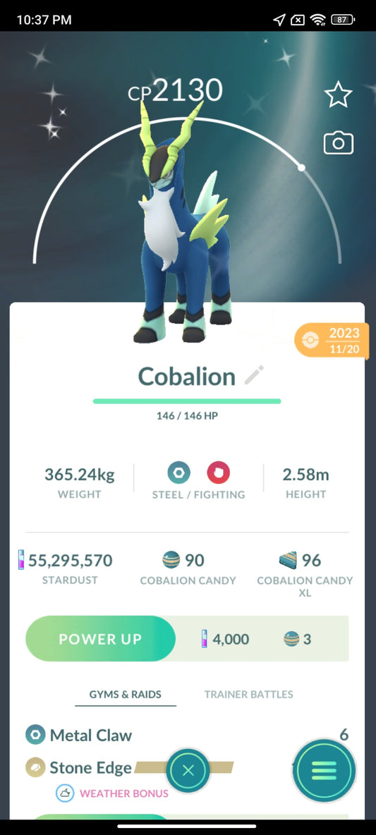 Shiny Cobalion Pokemon Go Trade