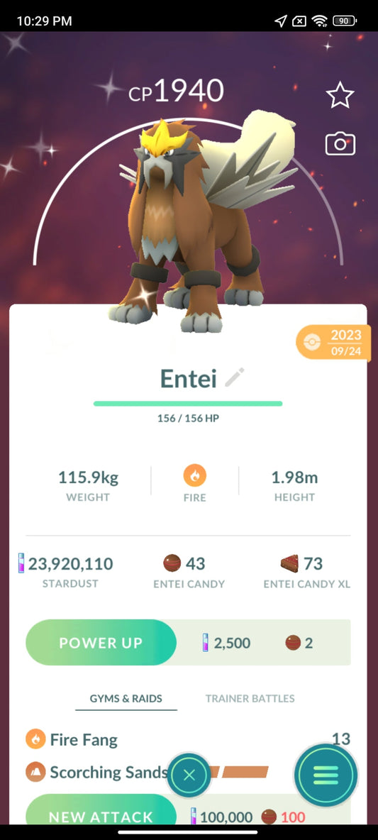 Shiny Entei Pokemon Go Trade