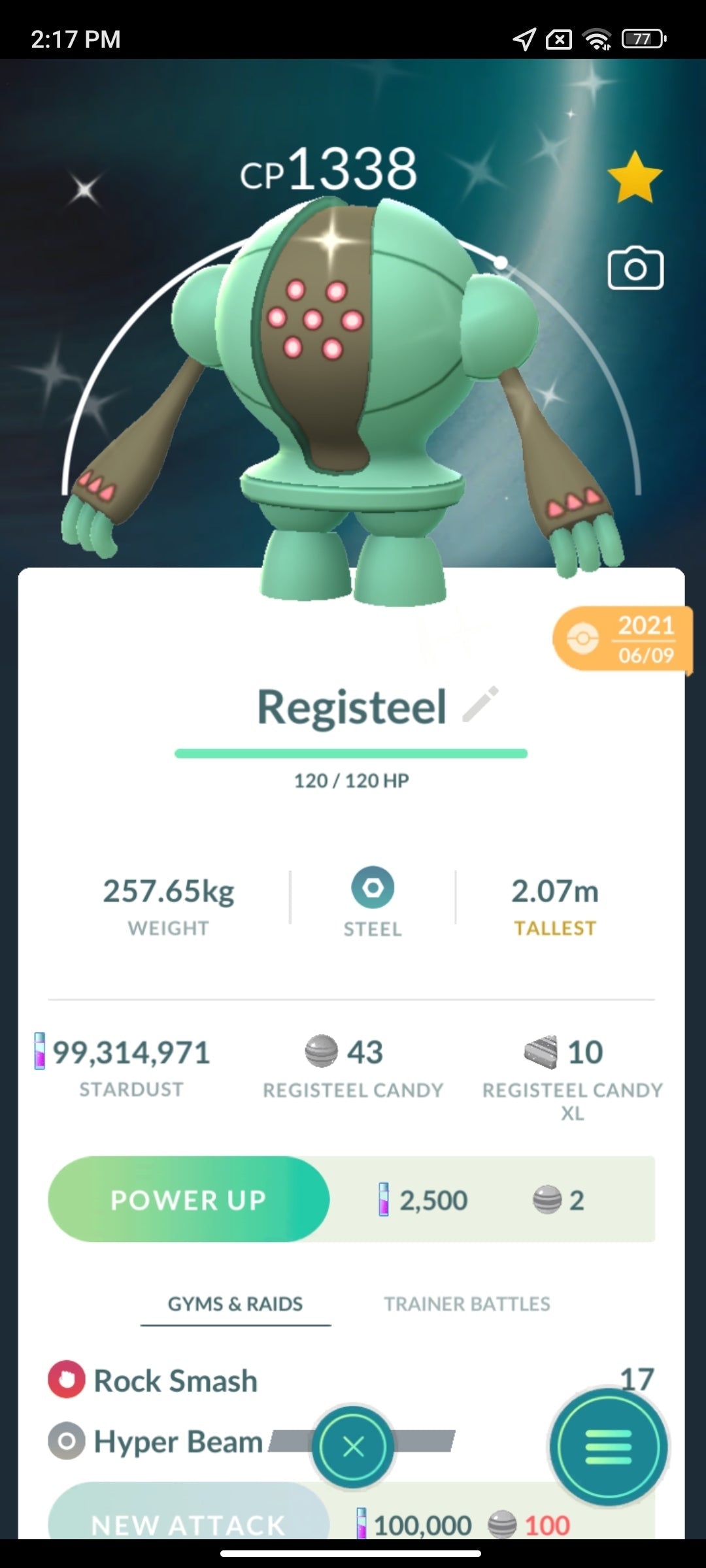 Shiny Registeel Pokemon Go Trade