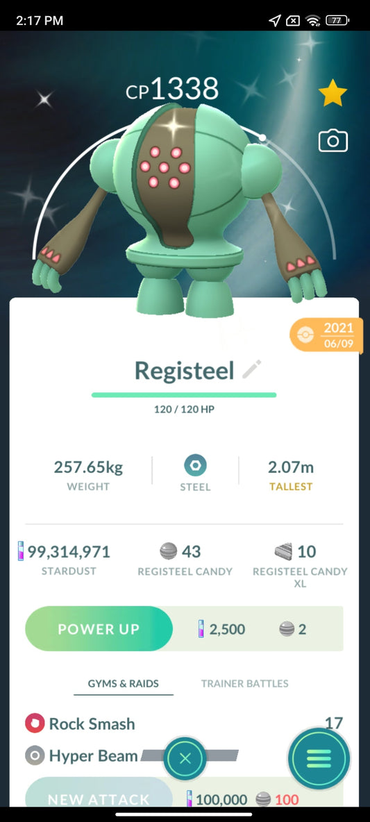 Shiny Registeel Pokemon Go Trade